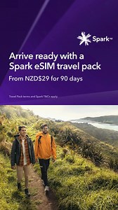 Land in New Zealand with your mobile connection ready to go. Secure your Spark eSIM Travel Pack before departure and enjoy local connectivity from the moment you arrive. | Spark