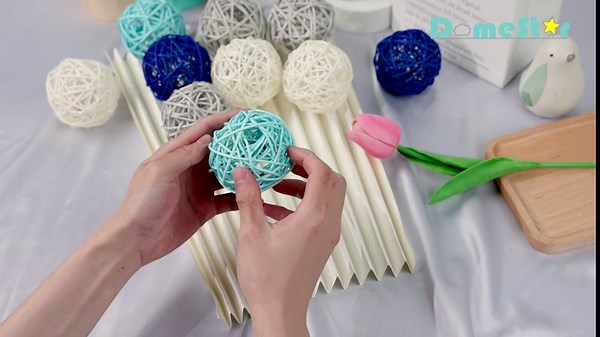 DomeStar 20PCS Large Blue Wicker Rattan Balls, 2.8 Inches, Vase Fillers for Table Centerpieces, Weddings, Parties, Aromatherapy Accessories