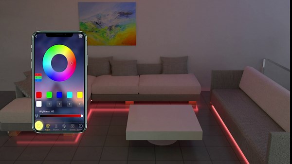 GIPOYENT 16.4FT Motion Sensor Light Strip, App and Remote Program Control Led Lights for Bed, Motion Activated LED Light Strip, Kitchen Cabinet Lights with USB RGB LED Strip Light,for Corridors