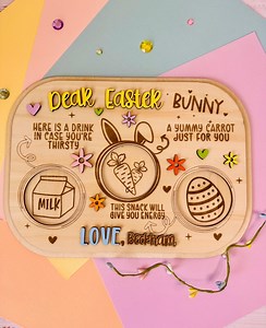 Personalized Easter Bunny Tray | Kids' Treat Plate, Milk Cup - Etsy Canada