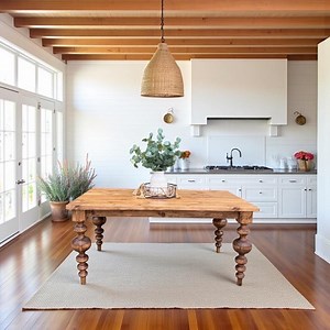 Customizable Solid Wood Dining Table - RH Table - Modern Rustic Farmhouse - Turned Legs - Handcrafted Dining FREE Shipping - Etsy