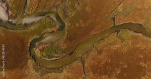 Top view of flying over the marsh on Good Harbor Beach in Gloucester, Cape Ann, Massachusetts MA, USA. Stock Video