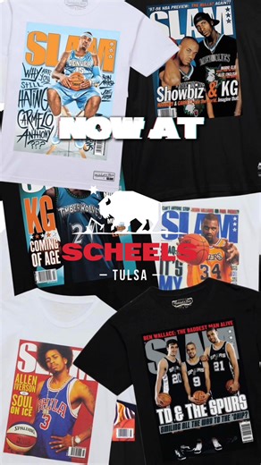 The legends, the covers, the culture. 🙌 The Mitchell & Ness Nostalgia SLAM Cover Collection is here celebrating basketball’s biggest icons in bold, vintage-inspired style. Find your favorite cover at Tulsa SCHEELS today #MitchellAndNess #SLAMMagazine #BasketballLegends #GameDayStyle #VintageBasketball | Scheels