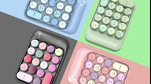 Alkem Wireless Number Pad 2.4GHz Wireless Numeric Keypad Retro Style Round Keycaps Numpad 18 Keys Portable Number Keyboard with USB Receiver for Laptop, Notebook, Surface, Mac, Pad-Blue