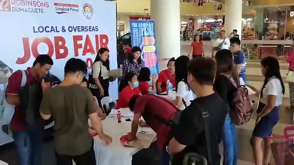 13 reactions | WATCH: Job fair at Robinsons Place Dumaguete City, Negros Oriental on Saturday (Aug. 5, 2023) organized by the Public Employment Services Office. Thousands of local and overseas positions are available with some already hired on the spot. Mayor Felipe Antonio Remollo and lawyer Carl Ariola, regional director of the Department of Migrant Workers in Central Visayas, attended the activity. | via Judy Flores Partlow | Philippine News Agency | Facebook