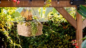 SuperMoss (29249D MossWeave Square Hanging Basket Outdoor Garden Décor Planter Pot Individually Weaved Natural Sphagnum Moss, Blond, 11.5" x 6.5"