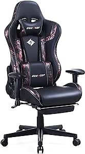 Massage Gaming Chair with Footrest, Big & Adjustable, Ergonomic Leather Swivel PC Gamer Chair with Headrest and Lumbar Pillow