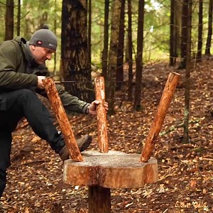 Asbjorn Bushcraft Tar Kiln, Table from old Slab and Grand Log Chair 2023.#survival #adventure #wilderness #camping #bushcraftcamping​ #logcabin #cabin | Solo Bushcraft | Facebook