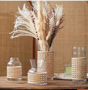 [Hot Item] Mouth Blown Glass Products -Cane Wrapped Glass Flower Vase for Home Decor Glassware