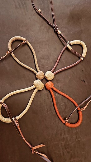 I have 3 Bosals ready for new homes! The all Roo in 'saddle tan' The all Rawhide The Darker all Rawhide #vaquero #buckaroo #custommade #bosal #cowboygear #hackamore #hackamorehorse #rawhidebraiding #buckaroogear | Earley Rawhide & Leather