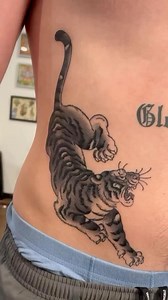 One fresh and one healed tiger made by Robert Johnson. For appointments and booking inquiries email info@thebellrosetattoo.com @robertdoestattoos @robertdoestattoos @robertdoestattoos #thebellrosetattoo | The Bell Rose Tattoo