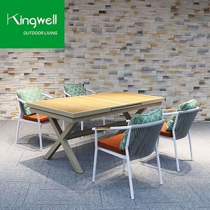 [Hot Item] Extendable Outdoor Furniture Garden Restaurant Waterproof Dining Table Set