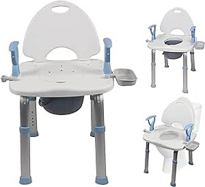 Shower Chair for Inside Shower with Commode Bath Bench 450lbs Back and Arms Bathroom Shower Seat for Senior and Disabled
