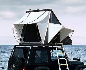 Trustmade Hard Shell Rooftop Tent with Roof Rack，Triangle Aluminium Black Grey，Waterproof, Anti-UV 50 Plus