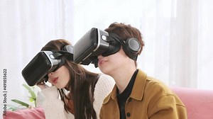 Lesbian couple wears VR headset to test ride in game.
