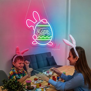 Easter Bunny Neon Sign: Rabbit Nursery Decor - Etsy