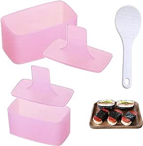 Musubi Maker Press, 2 Pack Rice Ball Mold Rectangle Thousand Layer Sushi Maker Mold (Pink)