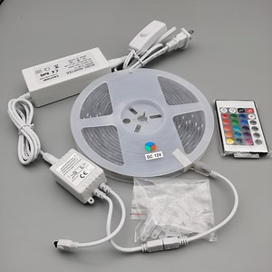 [Hot Item] DC 12V/24V SMD5050 RGB Color Changing Rope Lights Flexible Strip Light Kit with Remote Controller & Power Supply LED Strip Kits with Blister Packing
