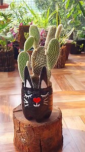 22 reactions | How to Make a Kawaii Cat Planter That's Perfect for Your Bunny Ear Cactus | Flower lovers | Facebook
