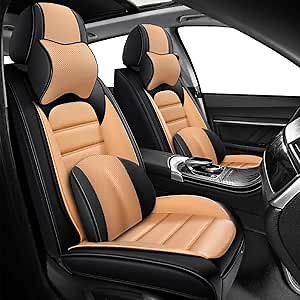 2-Seats Car Seat Covers for Infiniti M56x 2011-2013 Leather Auto Vehicle Seat Covers Excellent Quality Car Seat Cover,Waterproof Wear-Resistant Seat Cover Airbag Compatible(Black&Orange-Luxury)
