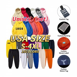 [Hot Item] in-Stock OEM Custom Pullover French Terry Fleece Cotton Hoodie Sets Men Blank Heavyweight Men Oversized Hoodies Pants Tracksuit Sweat Suits