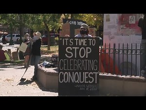 Protesters occupy Santa Fe Plaza, call for obelisk be removed