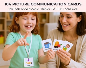 104 Printable Picture Communication Cards, Nonverbal Visual Aid, Nonverbal Speech Aid for Classroom, Early Education, Autism Communication - Etsy UK