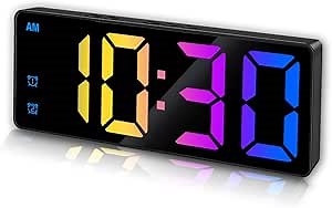 Small Digital Alarm Clock, Mirror Surface LED Electronic Clocks with Large Display, Adjustable Brightness and Snooze Model for Bedroom, Desk, Office, Black Case