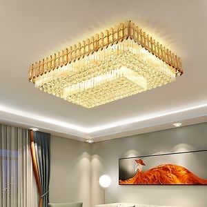 [Hot Item] Modern Crystal Ceiling Lamp Flush Mount Rectangle Ceiling Light for Living Room Bedroom Dining Room Ceiling Lighting Decor