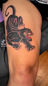 Love doing panthers! One from last night #panther #traditional #traditionaltattoo #panthertattoo #blackpanther #tattoos #tattoo done by #kctattoo #kctattooartist #neilcapra at #beautiful #beautifulbodytattoo #beautifulbodytattookc in #kc #kcmo #kansascity | Beautiful Body Tattoo and Piercing