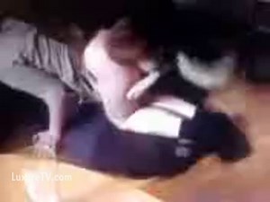 Amateur slut screams as her dog fucks her pussy super hard and fast