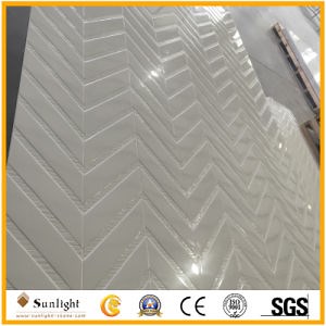 [Hot Item] Artificial Glossy Cultured Marble Shower Surround for Hotel Bathroom (Chervon Pattern)