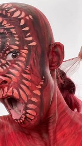 rip to my hair 🥲❤️🦷 ⁣ ⁣ look inspo: @alexeivella insanely cool drawing ⁣ ⁣ some products below are gifted & are marked with *** ⁣ ⁣ products: @fentybeauty pro filt’r instant retouch primer *** @elmersproducts glue stick to block brows @kryolanofficial glatzan bald cap & rubber mask grease paint in 3W @mehronmakeup paradise aq paints & colorset powder *** @makeupforever flash palette @kvdbeauty super pomade vegan eyeliner in scarlet *** @blendbunnycosmetics blends palette @colourpopcosmetics ma