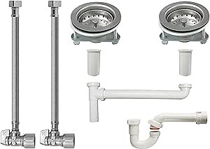 Keeney MK-DBLBOWLSINK Master Kit Double Bowl Kitchen Sink End Outlet Installation Kit