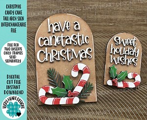 Christmas Candy Cane Tall Arch Sign Interchangeable File SVG, TINY, INSERT Only, Holly, Glowforge, Holiday, Tiered Tray Luckyheartdesignsco - Etsy