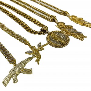 [Hot Item] Custom Chain Necklace Religious Catholic Pendant Charms Jesus Necklace Three Tone Virgen De Guadalupe Virgin Mary Pendant