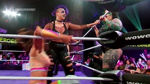Wrestling match? More like a brawl! The Heavy Metal Sisters attack their opponents from the start, but what Fury does to Jessie Jones with the chair is downright nasty! | WOW Superheroes