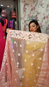 6.7K views · 131 reactions | Jamdani Pattern Muslin Tantuj Saree 勺 | Mimosa Boutique | Facebook