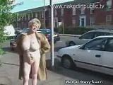 Older woman flashing in public