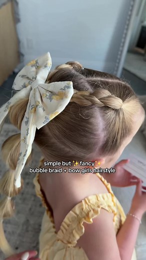 Easy Bubble Braid & Bow Hairstyle for Girls