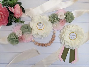 Greenery Baby Girl Shower Maternity Sash for Pregnant Expecting Mom, Mommy to Be Belly Bump Sash Belt, Boho Baby Sprinkle Sash Gender Reveal - Etsy
