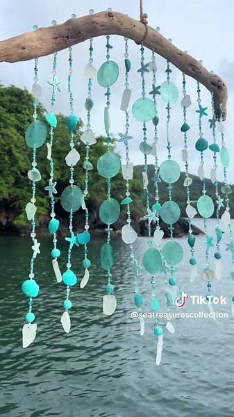 Tropical Wind Chime with Shells and Beach Glass