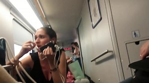 Creep Upskirt (fake) on a train