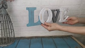 E-view Wooden Letters Sign Decorative Wood Block Signs Freestanding Word Cutout Distressed Teal Sign for Shelf Table Mantle Hanging Ornament Rustic Home Decor (Love)