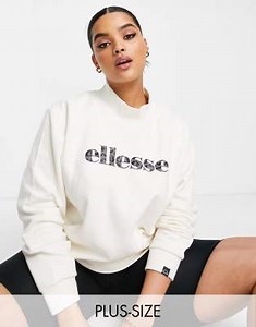 ellesse Plus - Sweat à col montant avec logo léopard - Blanc | ASOS