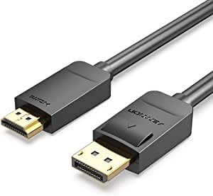 VENTION DisplayPort Cable 5ft, DP Male to Male Adapter Cable Gold-Plated Interface 1080P@60Hz Audio Return Cord for Monitor, Desktop, Projector and More