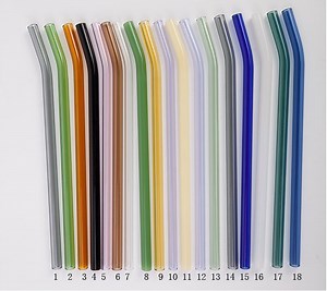 [Hot Item] High Borosilicate Colorful Bevel Drinking Glass Straw