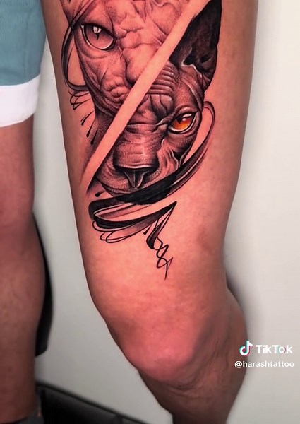 Fierce Sphynx Cat Tattoo by Prajwol