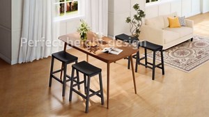HOOBRO Bar Stools Set of 4, Counter Height Bar Stools, 23.6'' Bar Chairs, Saddle Stools with Footrests, Industrial Barstools for Dining Room, Kitchen, Bar, Black BB02MDP401
