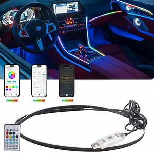 [Hot Item] 64 Color Car Interior Decoration Acrylic Strip Light APP Control Decorative Lamp